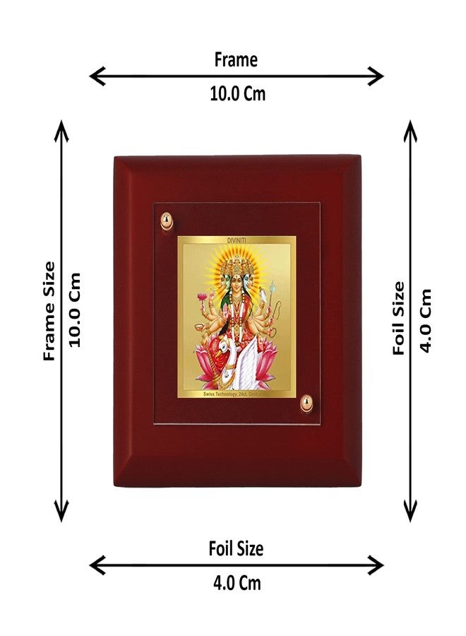 DIVINITI 24K Gold Plated Foil Goddess Gayatri Mata Photo Frame For Home Decor, Table Top|MDF 1A with |Religious Photo Frame Idol For Pooja, Prayer, Gift (10 CM X 10 CM) - Image 2